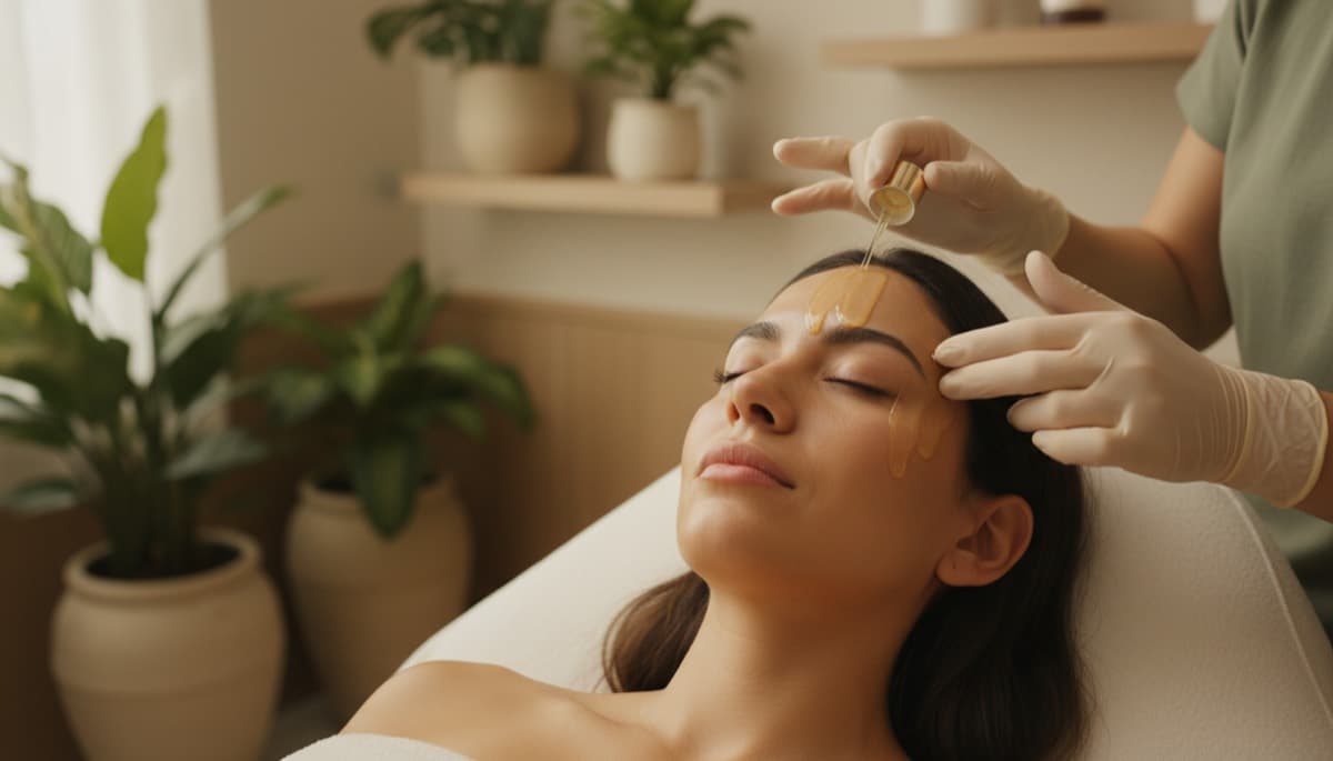 Professional facial treatment with serum application at Nuvera Aesthetics and Wellness in Raleigh