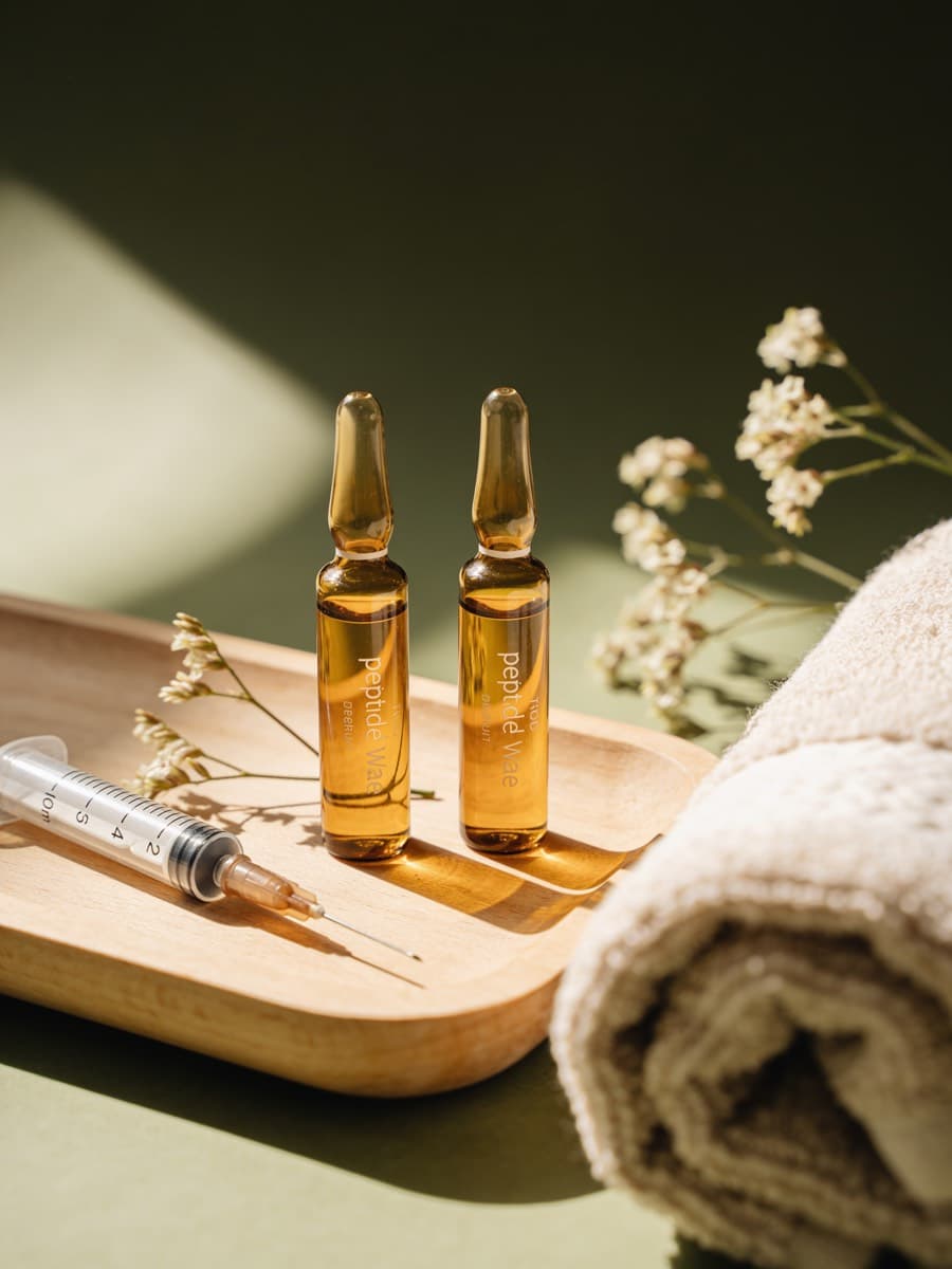Peptide therapy vials at Nuvera Aesthetics and Wellness in Raleigh